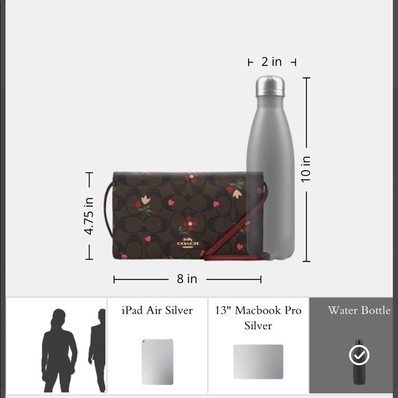 Coach Anna Foldover Clutch Crossbody In Signature Canvas W/Heart Petal Print - Picture 9 of 13